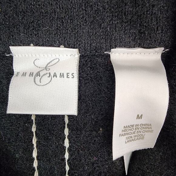 Emma James Womens Boiled Wool Jacket Size Medium Black Button Front 3/4 Sleeve - Picture 8 of 11